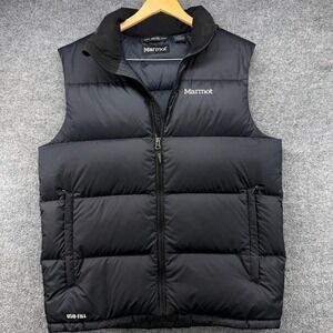 Marmot Mens 650 Fill Down Puffer Vest Black Full Zip CC-330 Size Medium